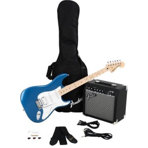 Fender Squier Affinity Series Stratocaster HSS Pack, Lake Placid Blue, Gig Bag, 15W Frontman Amp