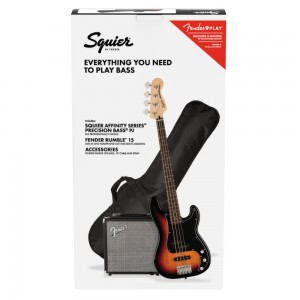 Fender Squier Affinity Series Precision Bass PJ Pack, 3-Colour Sunburst, Gig Bag, Rumble 15 Amp