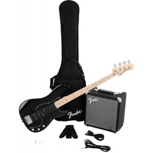 Fender Squier Affinity Series Precision Bass PJ Pack, Black, Gig Bag, Rumble 15w Amp