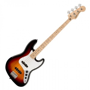 Fender Squier Affinity Series Jazz Bass, Maple Fingerboard, White Pickguard, 3-Color Sunburst