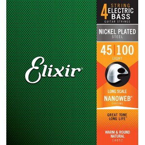 Elixir 4-String Nanoweb Light  45 - 100 Long Scale Bass Strings