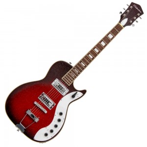 Silvertone 1423 Reissue Electric Guitar - Red/Silver Flake Burst