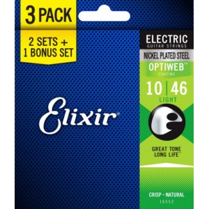 Elixir 16552 Optiweb Light 10 - 46 Electric Strings 3 Pack