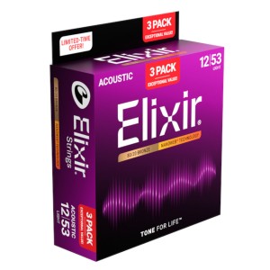 Elixir 16565 Acoustic Nanoweb 80/20 Bronze Light (12-53) - 3 Pack 11052