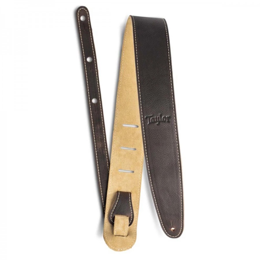 Taylor 2.5″ Leather Guitar Strap, Suede Back - Chocolate Brown