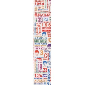 D'Addario Beatles 1964 US Tour Ticket Stubs Guitar Strap, Multi Colour