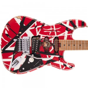 EVH Striped Frankenstein Frankie, Maple Fingerboard, Red/Black Stripes Relic