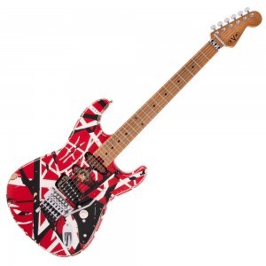 EVH Striped Frankenstein Frankie, Maple Fingerboard, Red/Black Stripes Relic