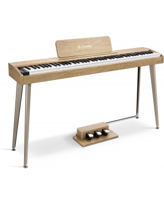 Donner DDP-60 88-Key Semi-Weighted Digital Piano with Stand & Pedal - Light Wood