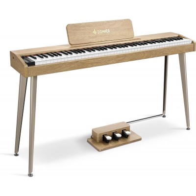 Donner DDP-60 88-Key Semi-Weighted Digital Piano with Stand & Pedal - Light Wood