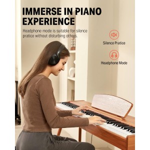 Donner DDP-80 Wooden Style 88 Key Weighted Digital Piano with Stand & Pedal