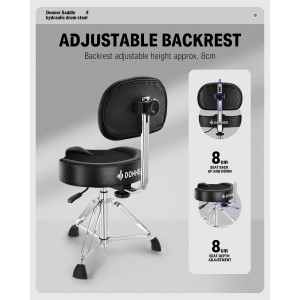 Donner DHT-250 Saddle Hydraulic Drum Throne - Black