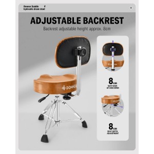 Donner DHT-250 Saddle Hydraulic Drum Throne - Brown