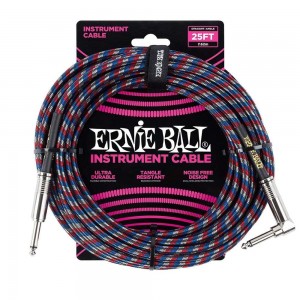 Ernie Ball 25' Braided Instrument Cable - Black/Red/Blue/White