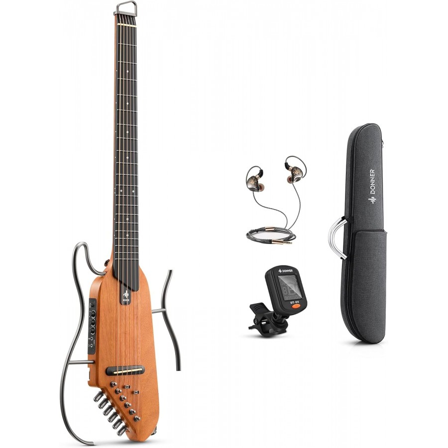 Donner HUSH-I Headless Hush Guitar Kit Mahogany
