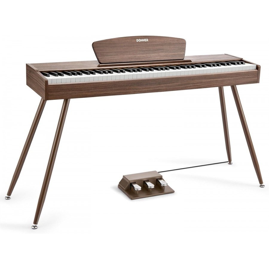 Donner DDP-80 88-Key Weighted Digital Piano with Stand & Pedal - Walnut 