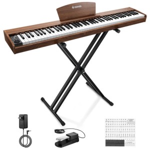 Donner DEP-1S 88-Key Digital Piano with Stand - Retro Wood