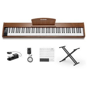 Donner DEP-1S 88-Key Digital Piano with Stand - Retro Wood