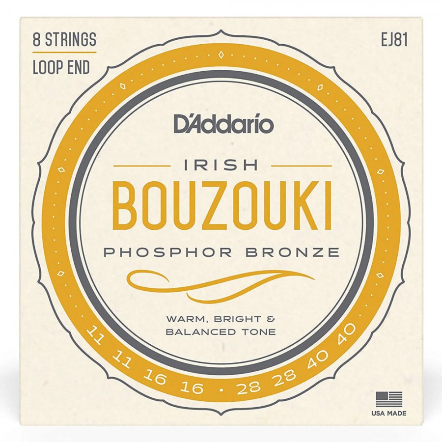 D'addario EJ81 11-40 Irish Bouzouki, 8-String, Phosphor Bronze