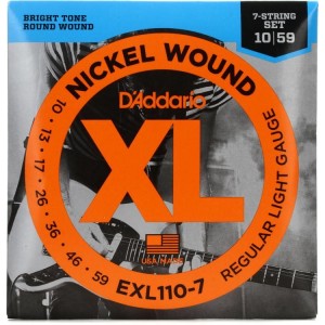 D'Addario EXL110-7 7-String Nickel Wound Regular Light Electric Strings (.010-.059)