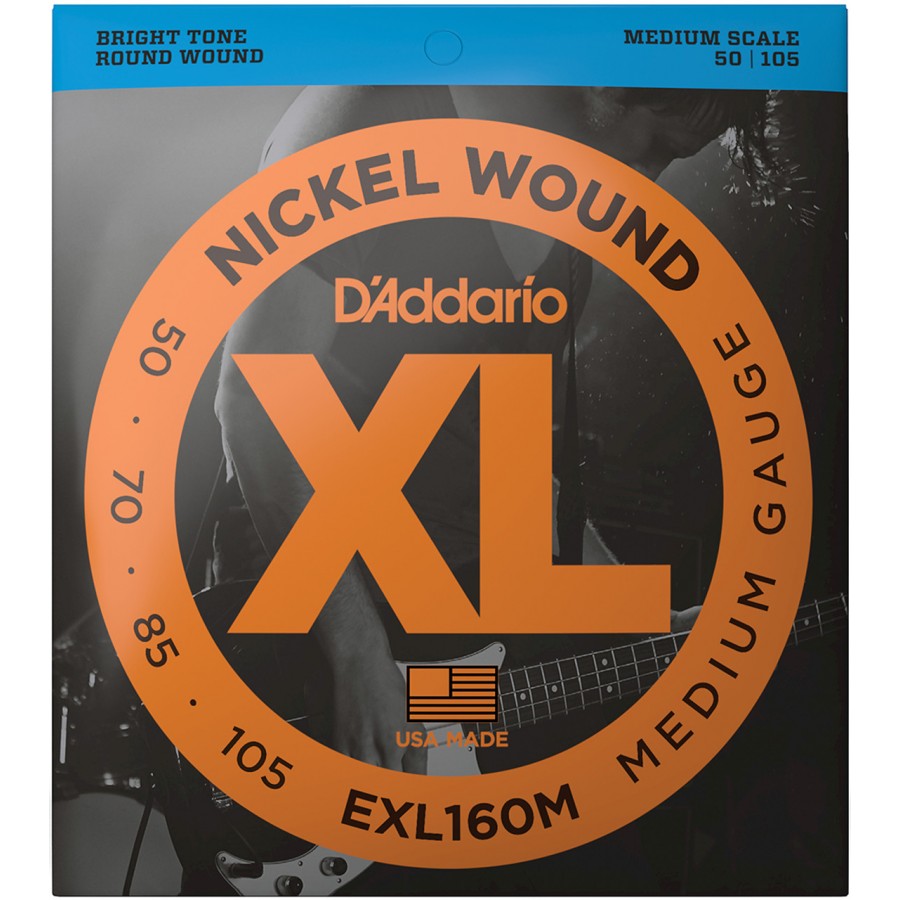 D'addario EXL160M 50-105 Medium, Medium Scale, XL Nickel Bass Strings