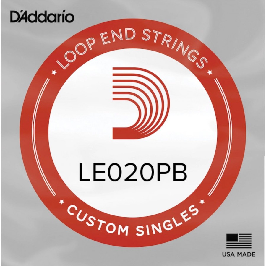 D'Addario LE020PB Phosphor Bronze Loop End Single String, .020