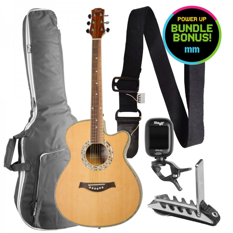 mm Flight Folk Acoustic Guitar Complete Bundle