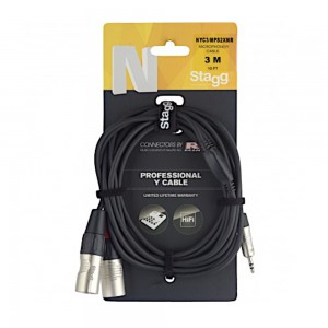 Stagg  NYC3/MPS2XMR 3m / 10ft Y Cable Mini Jack -2 x XLR Male