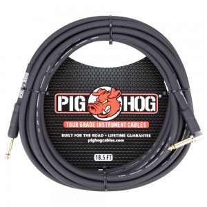 Pig Hog Instrument Cable 18.5ft, Right Angle Jack