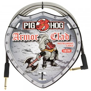 Pig Hog Armour Clad Instrument Cable, 10ft, Right Angle