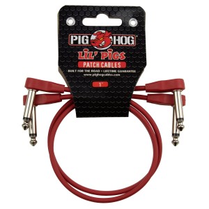 Pig Hog Lil Pigs 1ft Low Profile Patch Cables - 2 Pack, Candy Apple Red