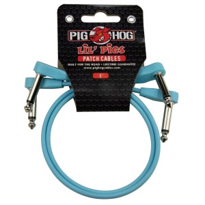 Pig Hog Lil Pigs 1ft Low Profile Patch Cables - 2 Pack, Daphne Blue