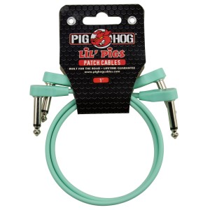Pig Hog Lil Pigs 1ft Low Profile Patch Cables - 2 Pack, Seafoam Green