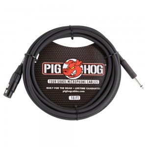 Pig Hog 8mm Mic Cable, 10ft HiZ (XLR Female to 1/4