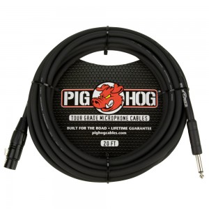 Pig Hog 8mm Mic Cable, 20ft HiZ (XLR Female to 1/4