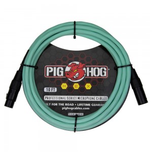 Pig Hog Hex Series Mic XLR Cable, 10ft - Seafoam Green