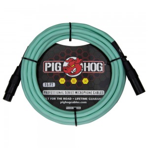 Pig Hog Hex Series Mic XLR Cable, 15ft - Seafoam Green