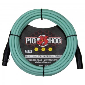Pig Hog Hex Series Mic XLR Cable, 20ft - Seafoam Green