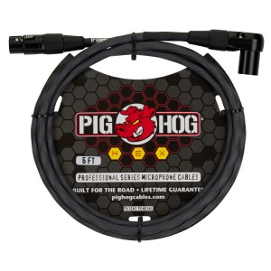 Pig Hog Hex Series Right Angle XLR Mic Cable, 6ft - Grey