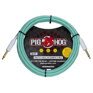 Pig Hog Hex Series Silent Instrument Cable, 10 ft - Seafoam Green