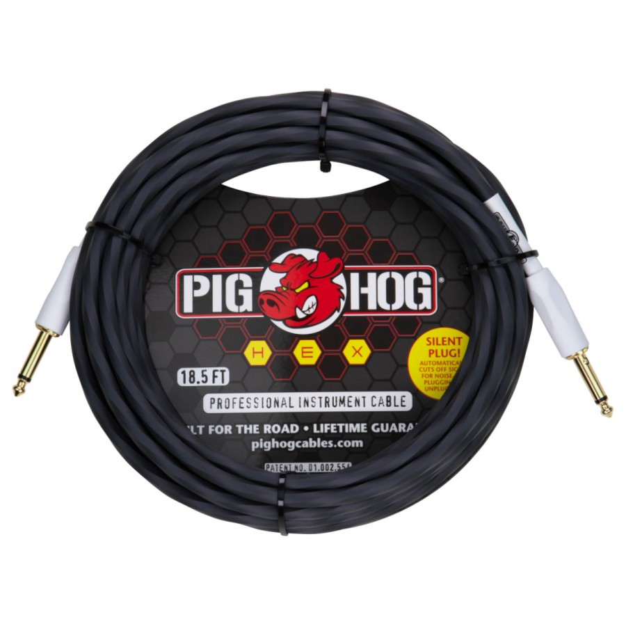 Pig Hog Hex Series Silent Instrument Cable, 18.6 ft - Grey