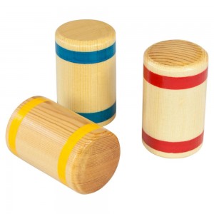 Percussion Plus Small Wooden Shaker with Blue, Yellow or Red stripes