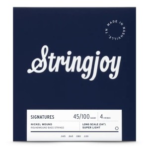 Stringjoy Super Light Gauge (45-100) 4 String Long Scale Nickel Wound Bass Guitar Strings