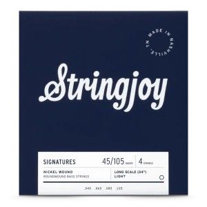 Stringjoy Light Gauge (45-105) 4 String Long Scale Nickel Wound Bass Guitar Strings