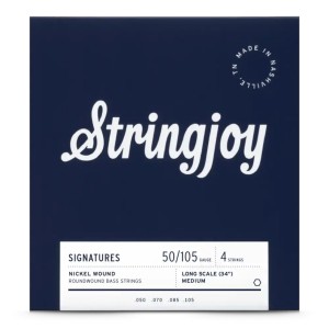 Stringjoy Medium Gauge (50-105) 4 String Long Scale Nickel Wound Bass Guitar Strings