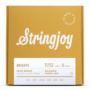 Stringjoy Brights Super Light Gauge (11-52) 80/20 Bronze Acoustic Guitar Strings
