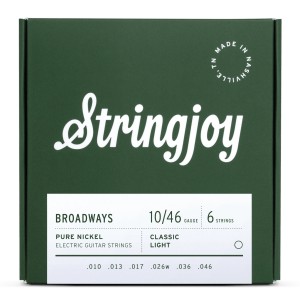 Stringjoy Broadways Classic Light Gauge (10-46) Pure Nickel Electric Guitar Strings