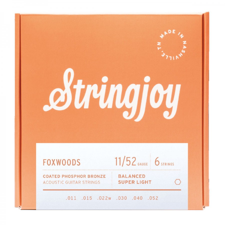 Stringjoy Foxwoods Super Light Gauge (11-52) Coated Phosphor Bronze Acoustic Guitar Strings