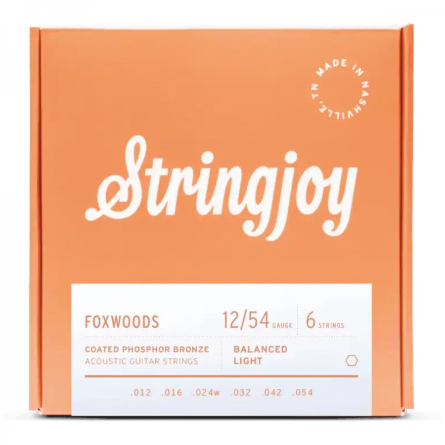 Stringjoy Foxwoods Light Gauge (12-54) Coated Phosphor Bronze Acoustic Guitar Strings