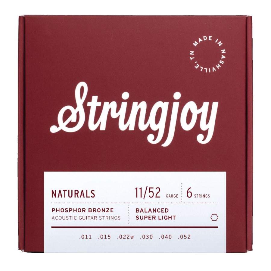 Stringjoy Naturals Super Light Gauge (11-52) Phosphor Bronze Acoustic Guitar Strings